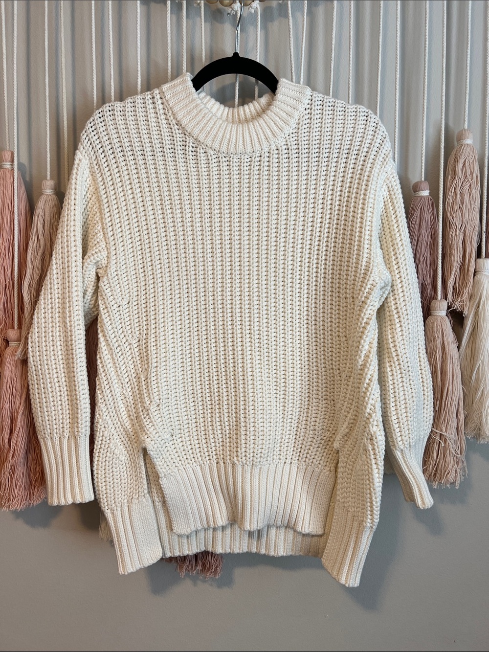 pistola Cream Waffle Knit Crewneck Sweater